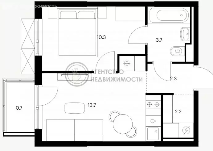 1-комнатная квартира: Казань, Детский проезд, 1к1 (32.2 м) - Фото 1