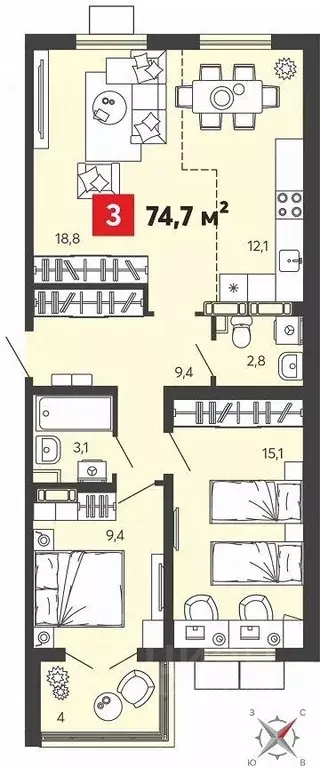 3-к кв. Пензенская область, Пензенский район, Засечный сельсовет, с. ... - Фото 1