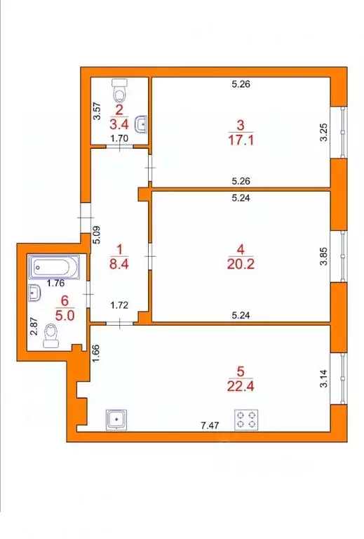 2-к кв. Санкт-Петербург Кременчугская ул., 11к3 (76.5 м) - Фото 2