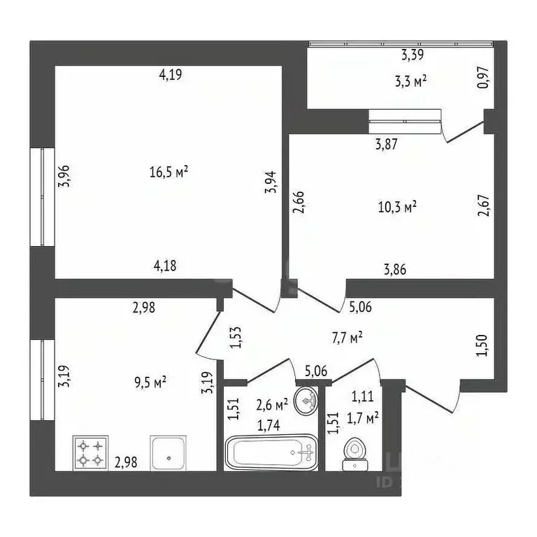 2-к кв. Башкортостан, Уфа ул. Гази Загитова, 11 (50.0 м) - Фото 1