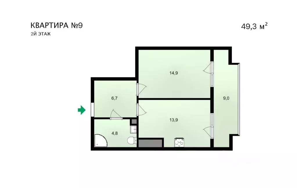 2-к кв. Крым, Ялта ул. Щорса, 10В (49.3 м) - Фото 2