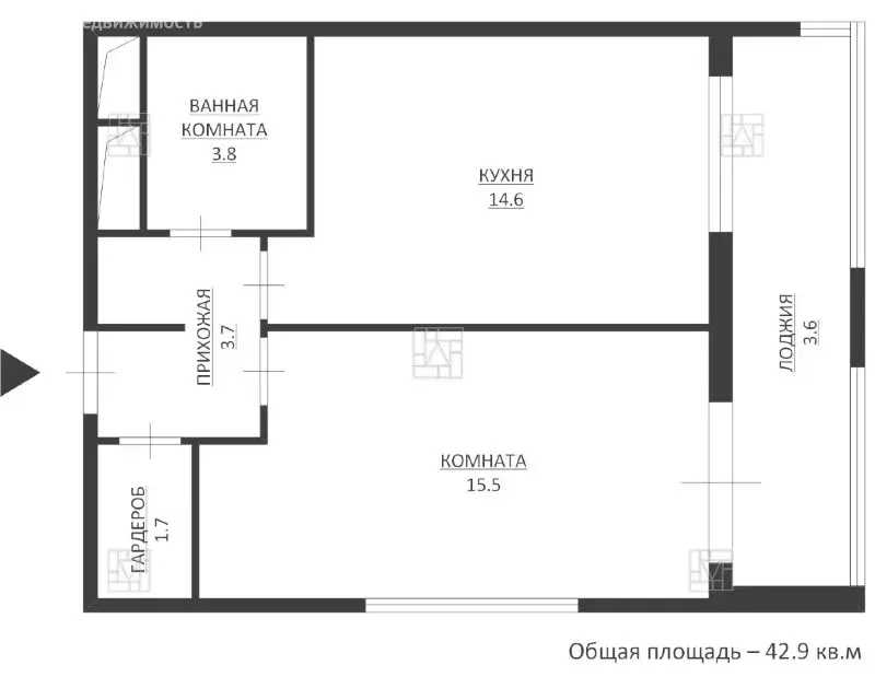 1-комнатная квартира: Москва, Хорошёвское шоссе, 25Ак1 (42.9 м) - Фото 0