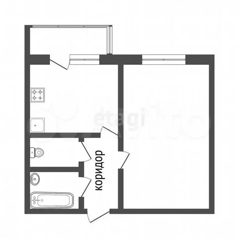 1-к. квартира, 37 м, 3/5 эт. - Фото 0