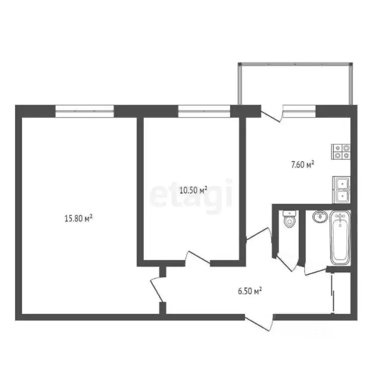 2-к кв. Крым, Сакский район, с. Молочное ул. Школьная (52.9 м) - Фото 2