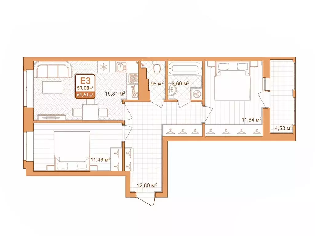 2-комнатная квартира: Тула, 2-й Клинской проезд, 8 (57.2 м) - Фото 0