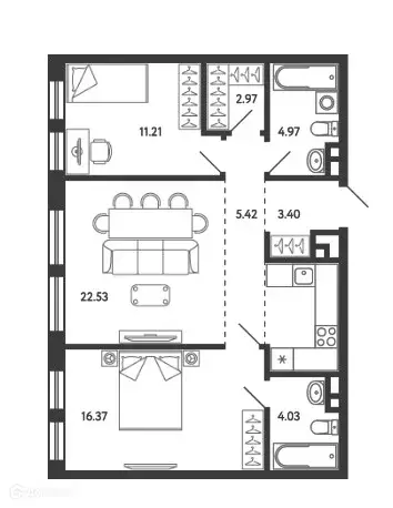 Продаётся 2-к квартира, 70.94 м - Фото 0
