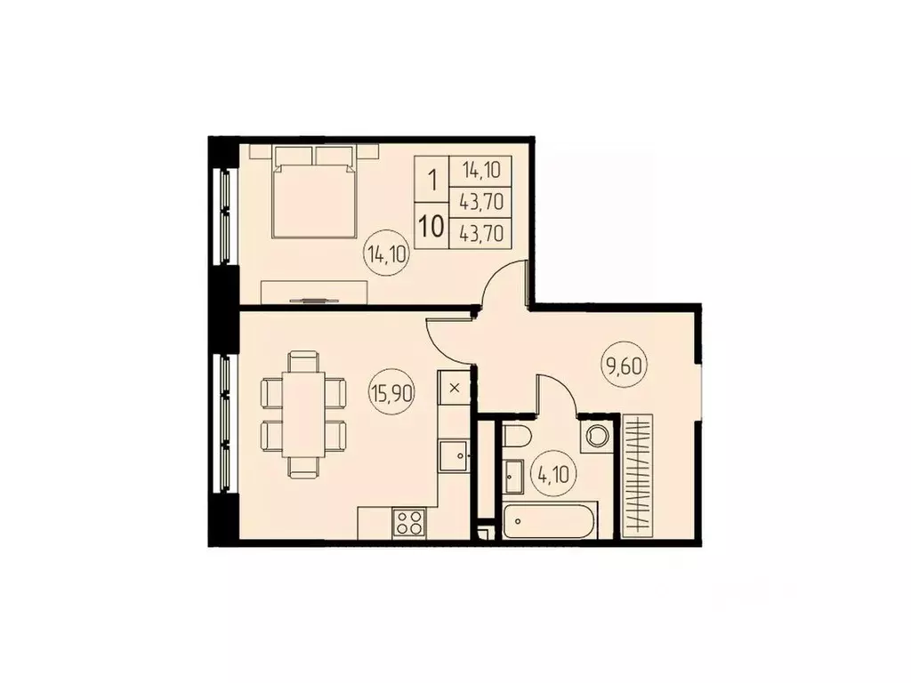 1-к кв. Московская область, Пушкино Писаревская ул. (43.7 м) - Фото 1