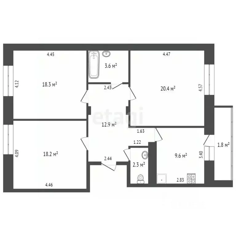 3-к кв. Забайкальский край, Чита ул. Генерала Белика, 5 (85.3 м) - Фото 1