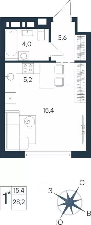 Студия Пермский край, Пермь ул. Космонавта Беляева, 17 (28.2 м) - Фото 0