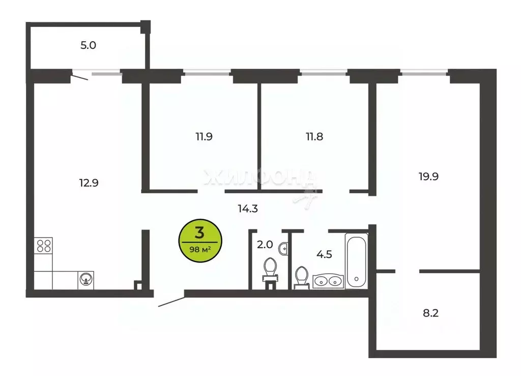 3-к кв. Брянская область, Брянск Степная ул., 13 (98.0 м) - Фото 0