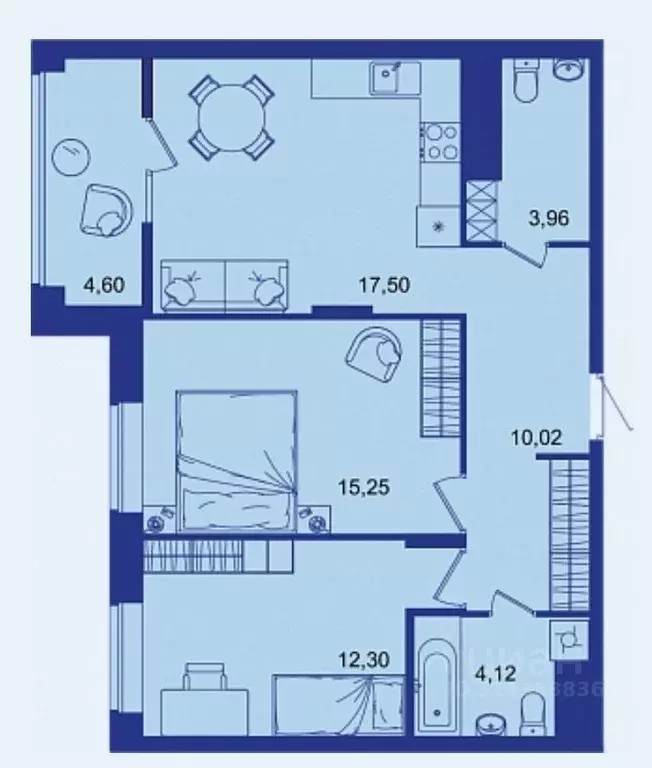 2-к кв. Брянская область, Брянск Новый Город жилой комплекс (67.75 м) - Фото 1