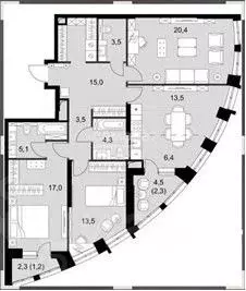 3-к кв. Москва ул. Шеногина, 2С2 (105.7 м) - Фото 2
