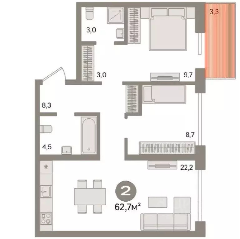 2-к кв. Новосибирская область, Новосибирск Большевистская ул., 175/6 ... - Фото 0