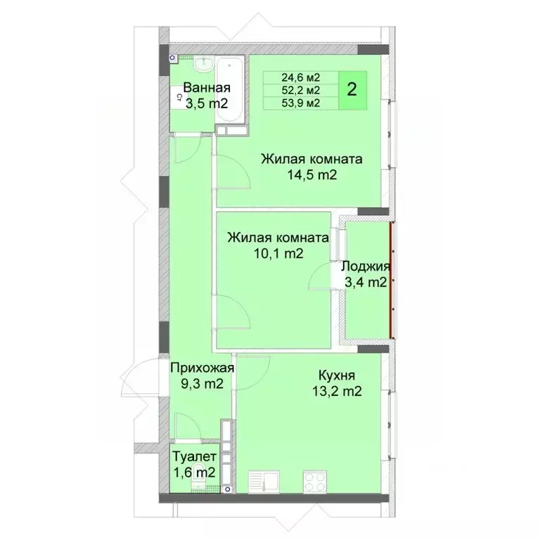 2-к кв. Нижегородская область, Нижний Новгород Кузнечиха Город жилой ... - Фото 1