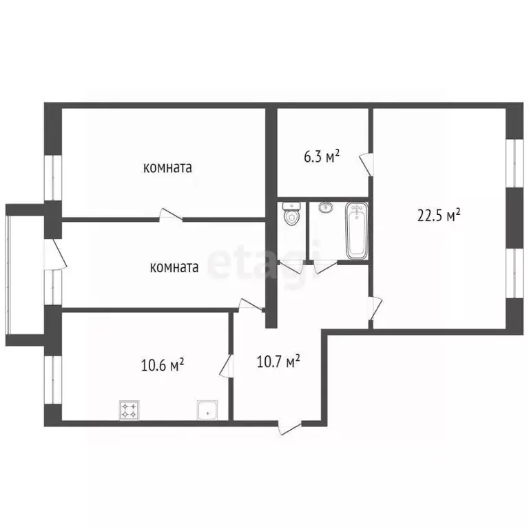 3-к кв. Красноярский край, Красноярск ул. Водянникова, 2Б (80.7 м) - Фото 1