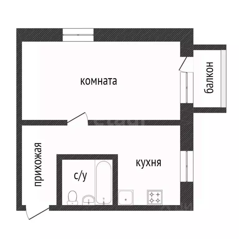 1-к кв. Курганская область, Курган Краснодонская ул., 4 (31.4 м) - Фото 2