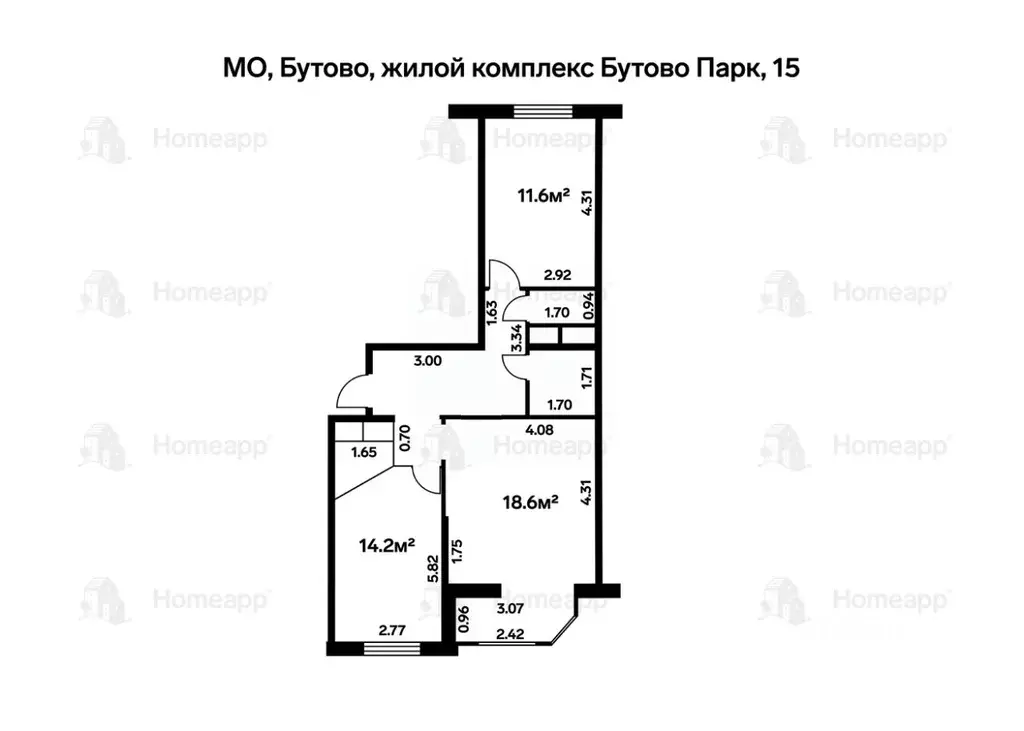 2-к кв. Московская область, Ленинский городской округ, Бутово пгт ... - Фото 1