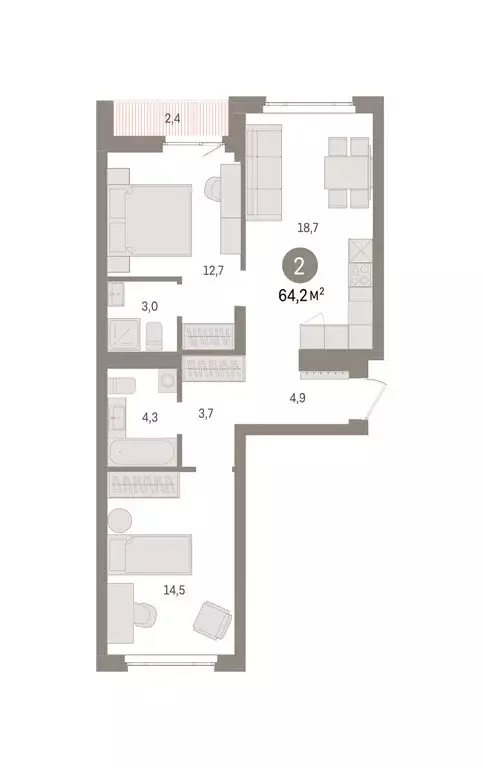 2-комнатная квартира: Екатеринбург, жилой район Сортировочный, ... - Фото 2