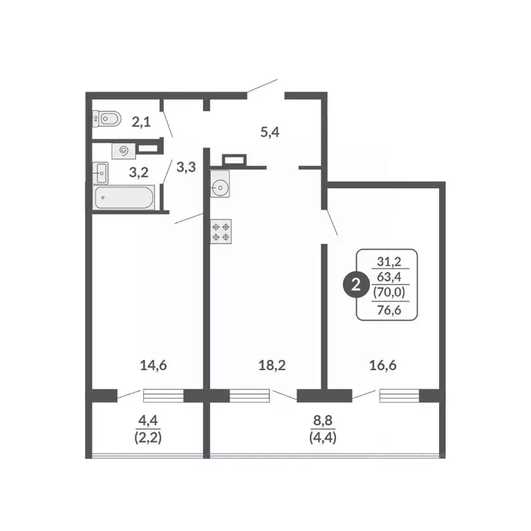 2-к кв. Кировская область, Киров ул. Крупской, 12 (70.0 м) - Фото 0