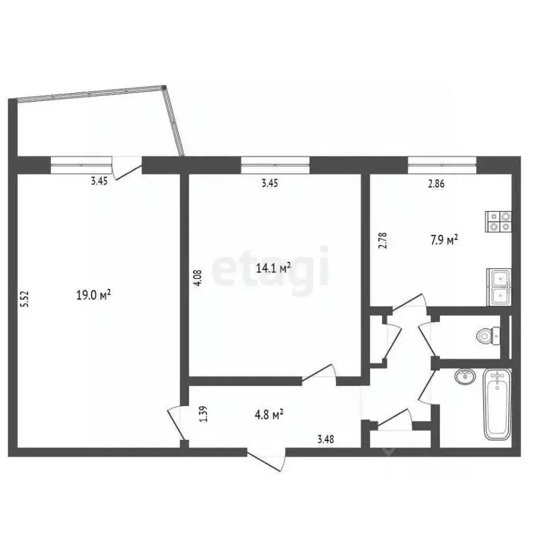 2-к кв. Орловская область, Орел ул. Машкарина, 4 (53.0 м) - Фото 2