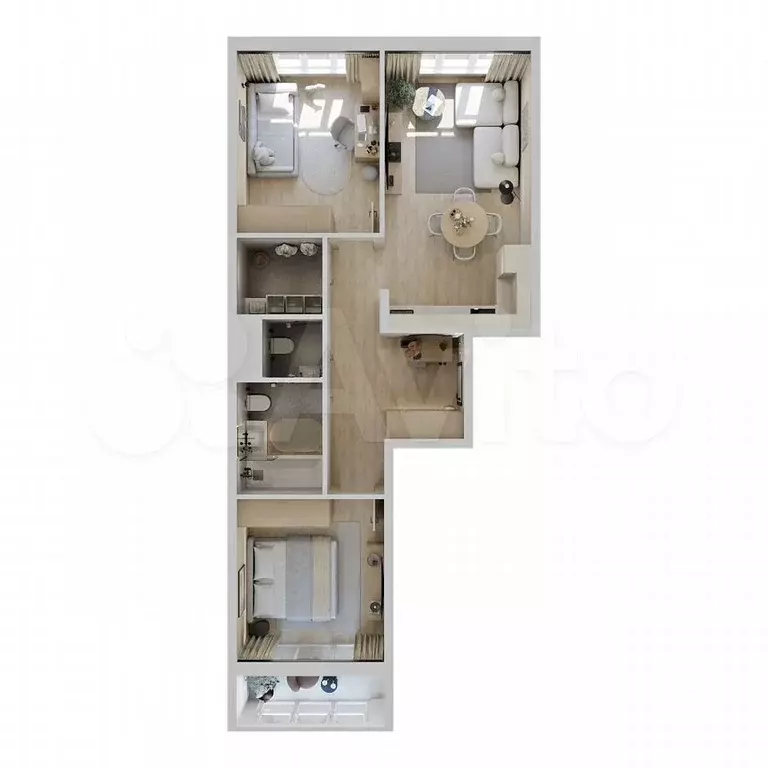 2-к. квартира, 63,1 м, 2/9 эт. - Фото 1