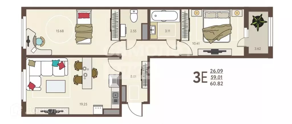 Продаётся 3-к квартира, 60.82 м - Фото 1