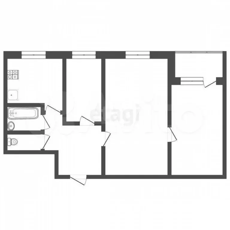 3-к. квартира, 55,5 м, 6/9 эт. - Фото 0