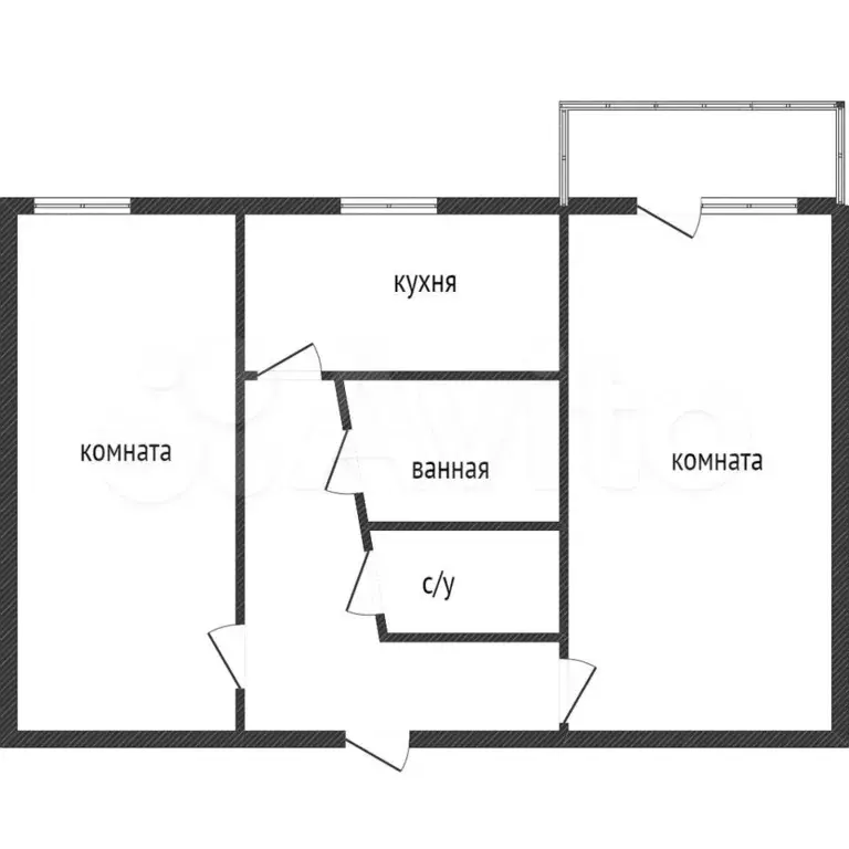 2-к. квартира, 42,7 м, 1/5 эт. - Фото 0