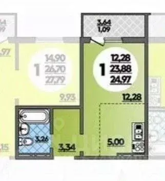 Студия Краснодарский край, Анапа ул. Адмирала Пустошкина, 22к12 (28.0 ... - Фото 2