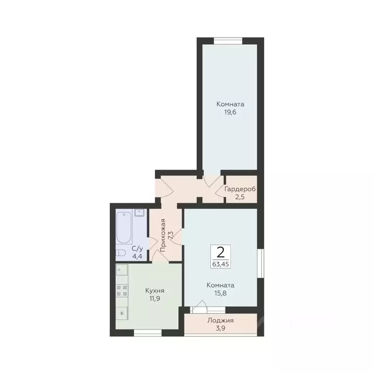 2-к кв. Самарская область, Самара ул. Победы, 14а (63.45 м) - Фото 1