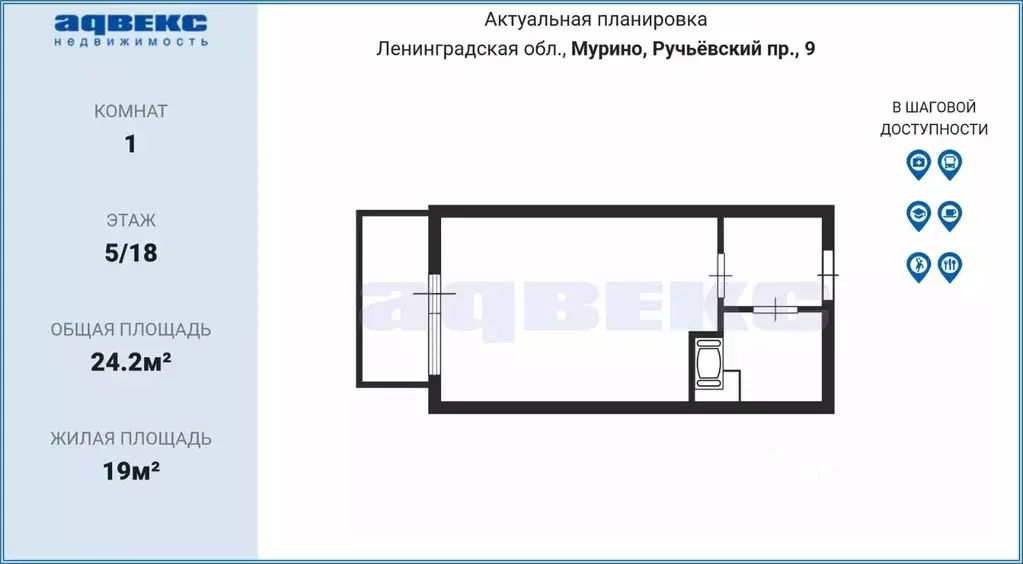 Студия Ленинградская область, Мурино Всеволожский район, просп. ... - Фото 1