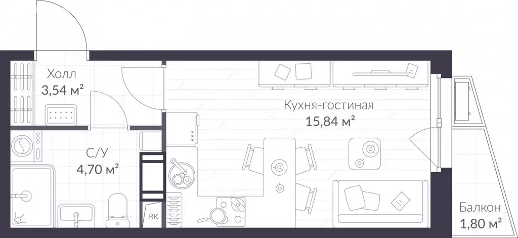 Квартира-студия: Сертолово, ЖК Верен Норт Сертолово (24.62 м) - Фото 0