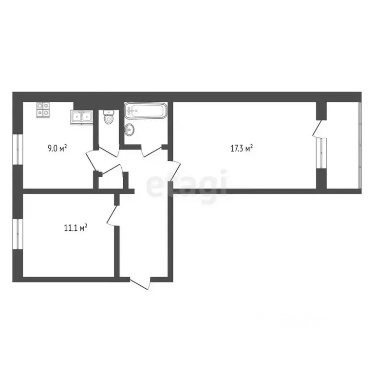 2-к кв. Ямало-Ненецкий АО, Ноябрьск ул. Шевченко, 64А (52.0 м) - Фото 2