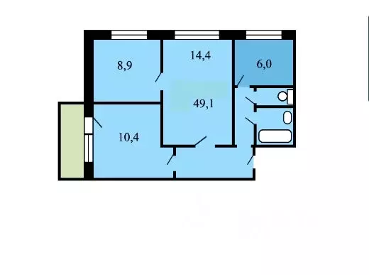3-к кв. Москва ул. Островитянова, 30К2 (49.1 м) - Фото 2