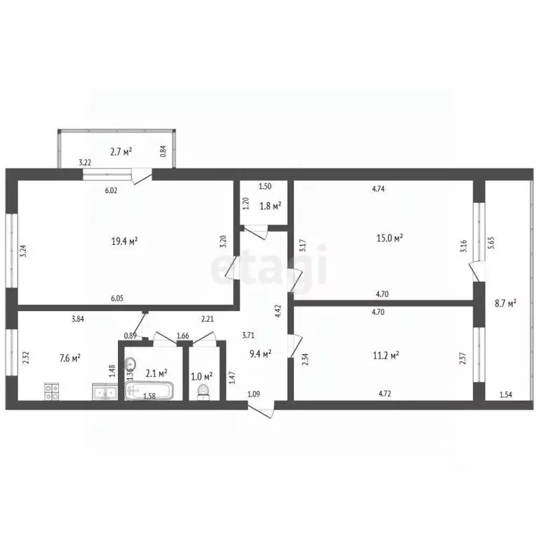 3-к кв. Башкортостан, Стерлитамак ул. Артема, 1 (67.5 м) - Фото 2