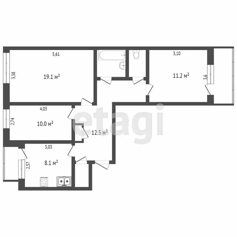 3-комнатная квартира: Тверь, улица Паши Савельевой, 52 (69.2 м) - Фото 0