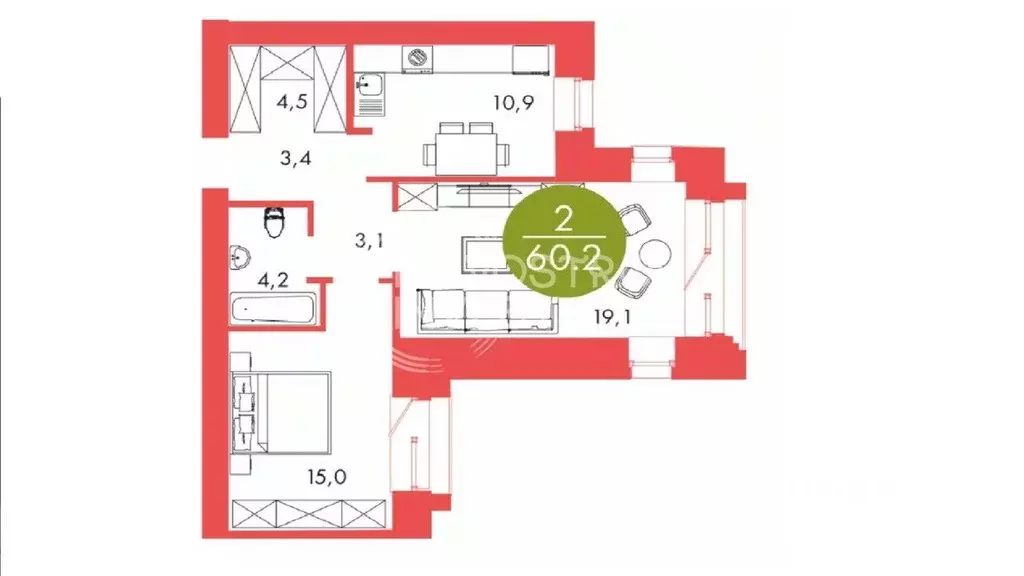 2-к кв. Красноярский край, Красноярск ул. Шахтеров, 33А (60.2 м) - Фото 0