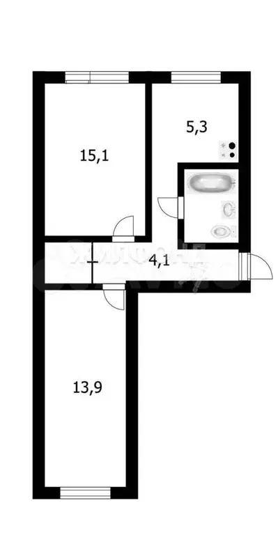 2-к. квартира, 47,2 м, 1/5 эт. - Фото 0