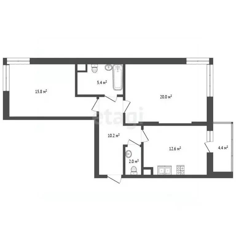 2-к кв. Московская область, Одинцово ул. Сколковская, 3Б (68.2 м) - Фото 2