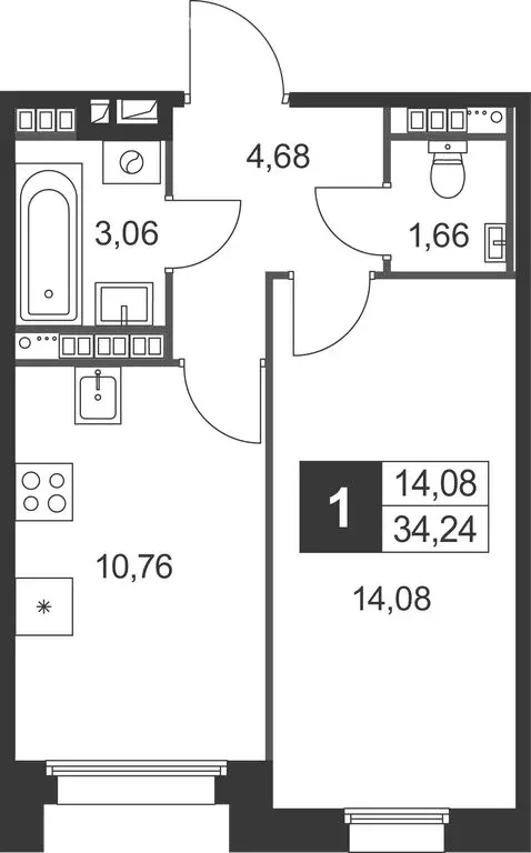1-комнатная квартира: Ленинградская область, Гатчинский муниципальный ... - Фото 1