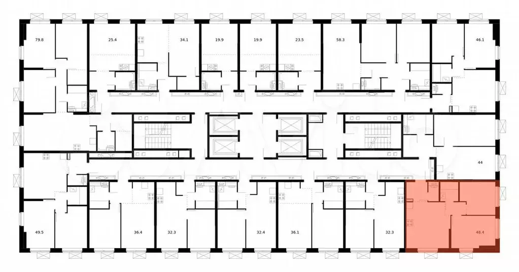 2-к. квартира, 48,4м, 19/25эт. - Фото 1