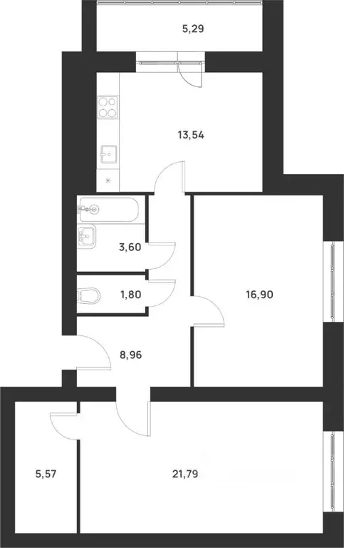 2-к кв. Тульская область, Тула ул. Героев России, 8 (77.45 м) - Фото 0