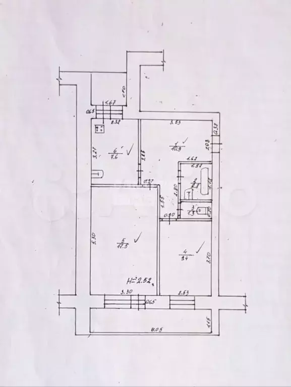 2-к. квартира, 49,5 м, 5/5 эт. - Фото 0