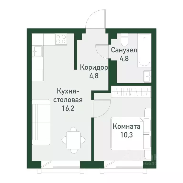 1-к кв. Челябинская область, Челябинский городской округ, пос. ... - Фото 0