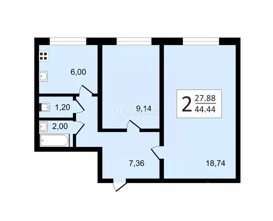 2-к кв. Москва Новоясеневский просп., 13К1 (45.0 м) - Фото 1