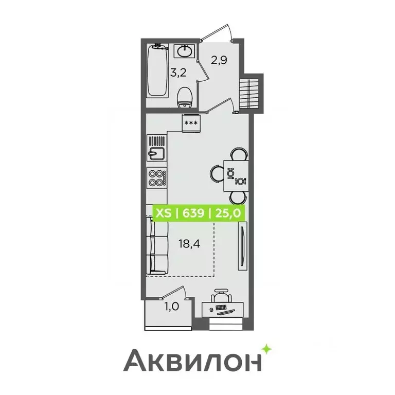 Студия Санкт-Петербург Планерная ул., 87к1 (25.0 м) - Фото 2