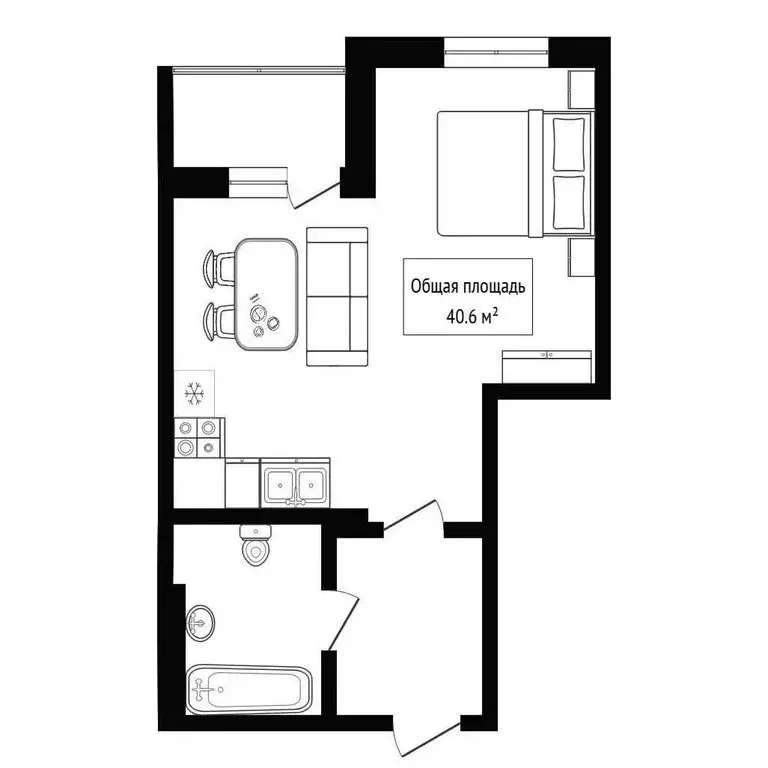 Квартира-студия: Новосибирск, улица Петухова, 170 (40.6 м) - Фото 1