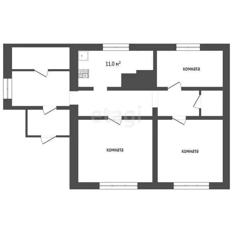 3-комнатная квартира: село Бородиновка, улица Мира, 30 (70.4 м) - Фото 1