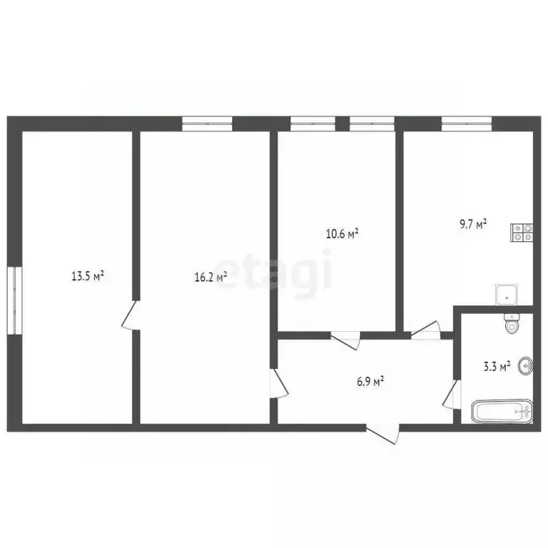 3-к кв. Кемеровская область, Ленинск-Кузнецкий пер. Крупина, 20 (60.2 ... - Фото 2