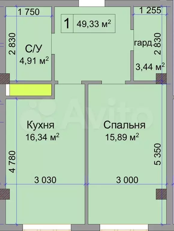 1-к. квартира, 49,3 м, 5/14 эт. - Фото 0